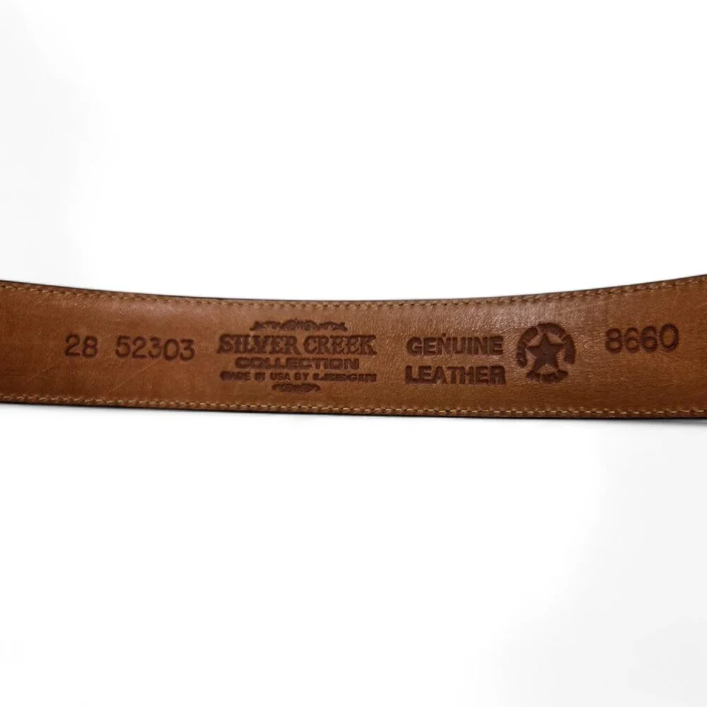 Silver Creek Croc Embossed Distressed Metal Western Belt Women's Ranch Retro 28